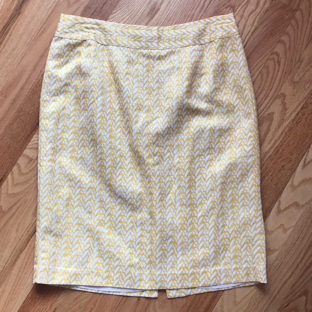 BANANA REPUBLIC PENCIL SKIRT YELLOW & WHITE SIZE 8